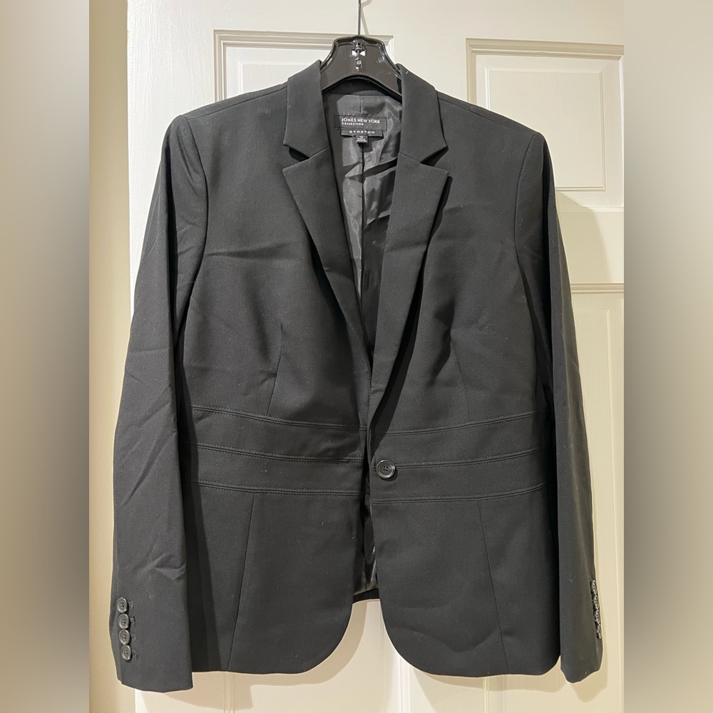 Jones New York Black Sport Coat with Notch Lapels size 12
